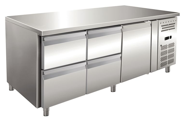 Tavolo inox con 2 cassettiere refrigerate senza alzatina CAX 3140 TN