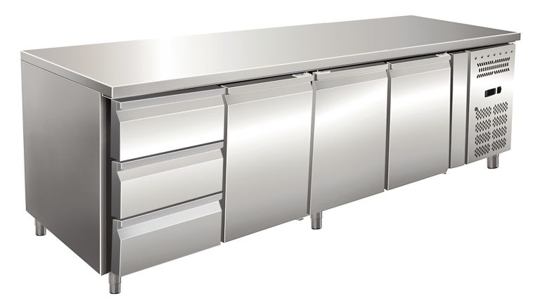 Tavolo inox refrigerato ventilato per ristorazione senza alzatina