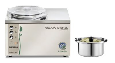Mantecatore da banco Gelato Chef 3L Automatic i-Green Nemox con cestello al lato