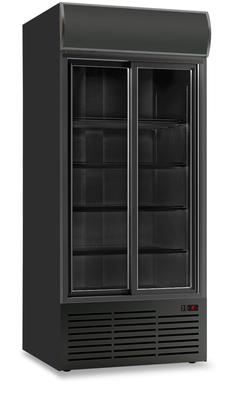 Frigo vetrina ventilato per bibite a doppia porta scorrevole CL 113 TC SL BLACK