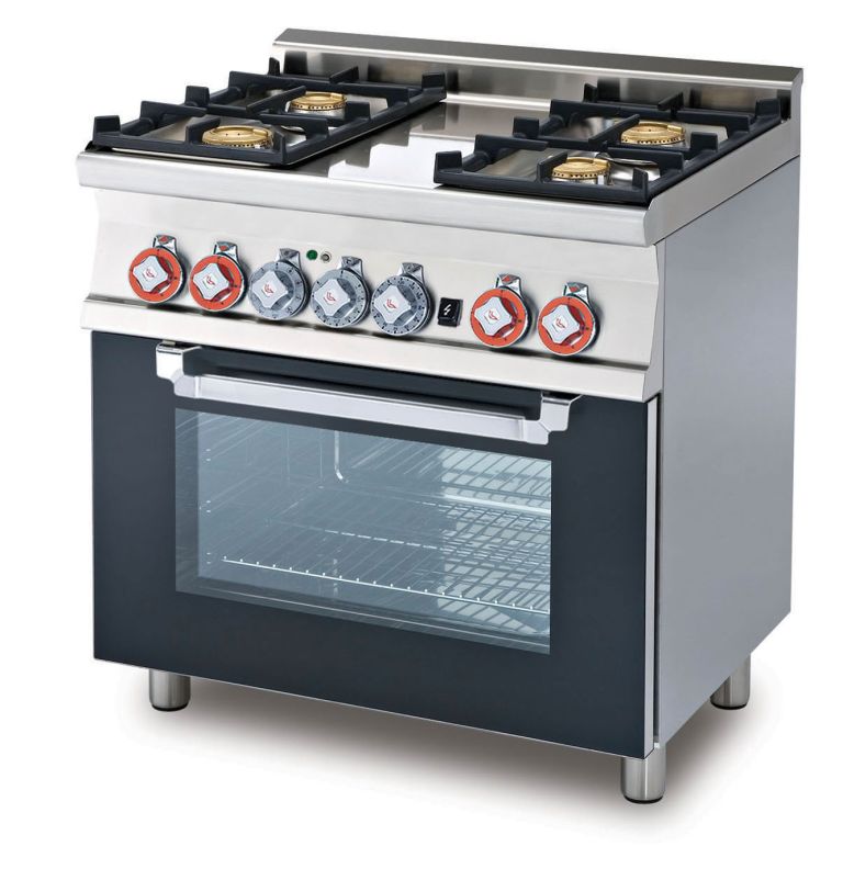 Cucina gas 4 fuochi forno statico con porta vetro CFM3-612GEMV