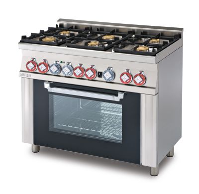 Cucina gas 6 fuochi forno multifunzione porta vetro CFM6-610GEM