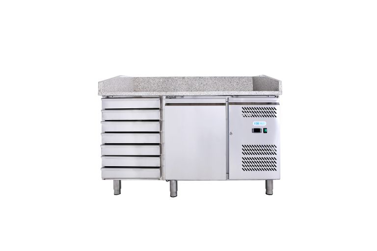 Banco pizza in acciaio 1 porta e cassettiera Forcold G-PZ1610TN-FC