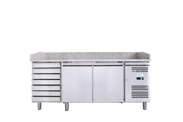 Banco pizza in acciaio 2 porte e cassettiera Forcold G-PZ2610TN-FC