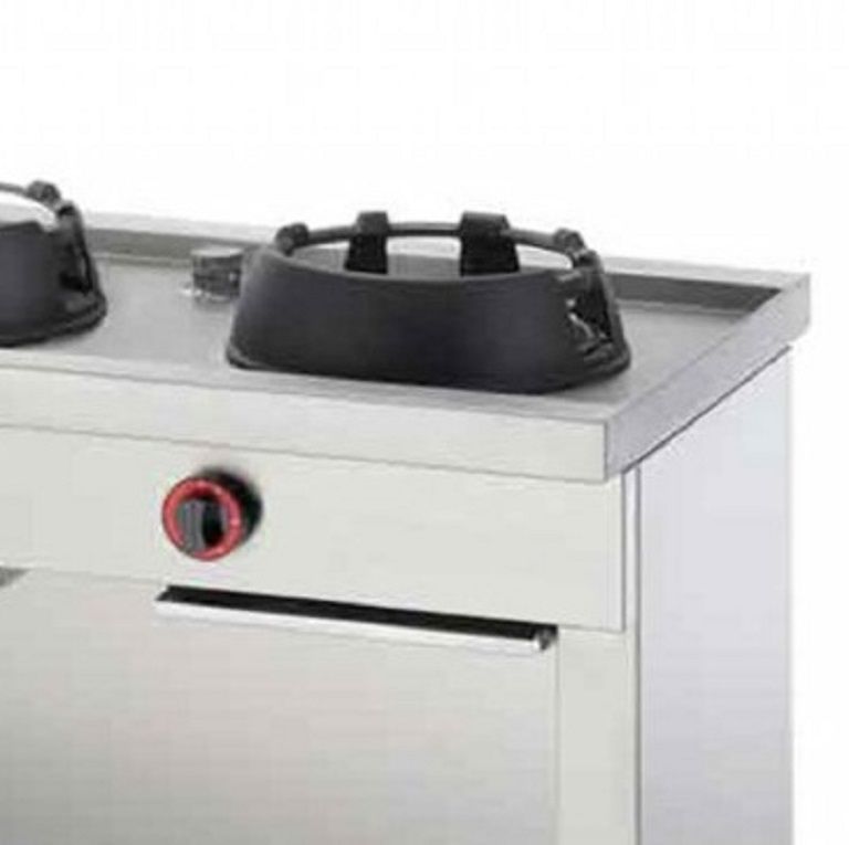 piano della Cucina cinese 5 fuochi wok in acciaio piano con bordo 5FC-BP