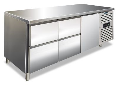 Tavolo inox 2 ante temperatura normale per ristorazione CAX 2100 TN