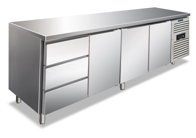 Tavolo inox 2 ante temperatura normale per ristorazione CAX 2100 TN